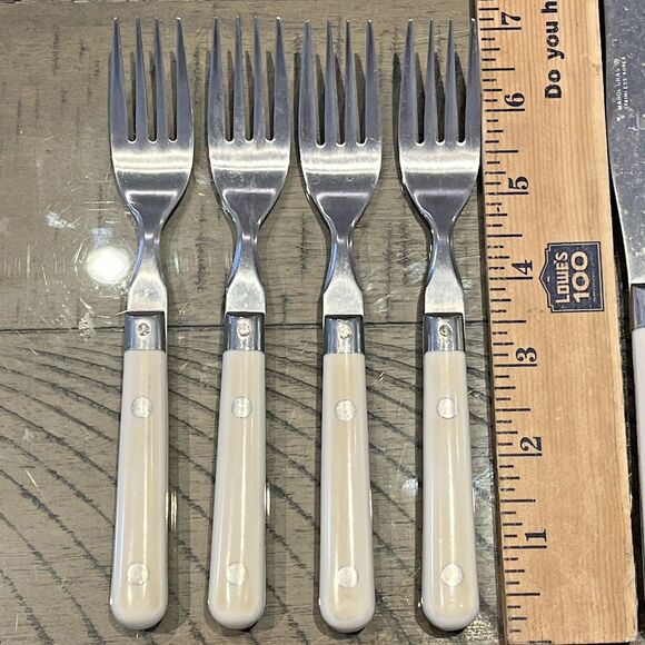 Washington Forge Mardi Gras White Stainles Flatware Silverware Knife Fork MCM WF - Picture 2 of 5